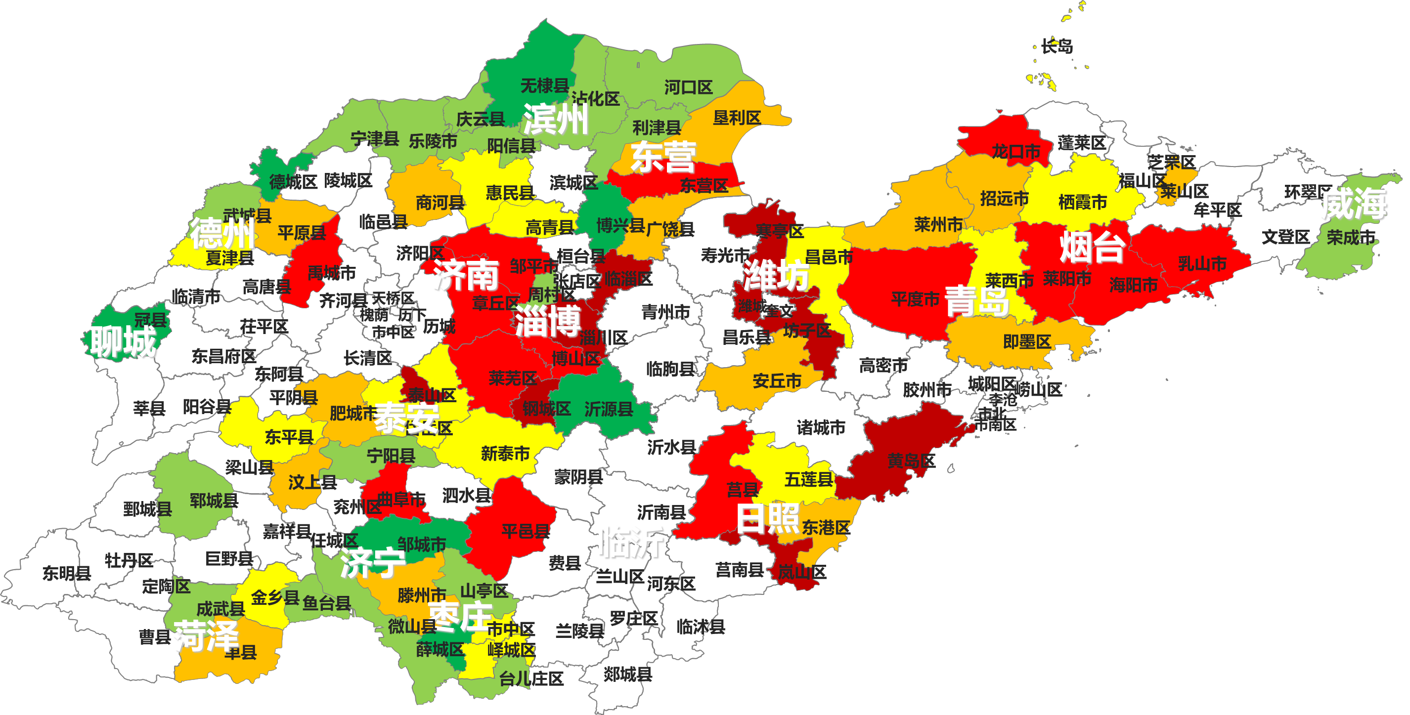 山东三支一扶各县区难度地图(2025·不含支教支医) 山东三支一扶各县区难度地图(2025·不含支教支医)